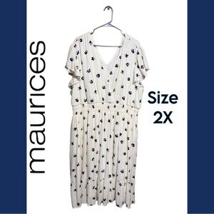 🐣Maurices 2X Romantic Floral Spring Dress, Pockets,Fully Lined Easter Boho Midi